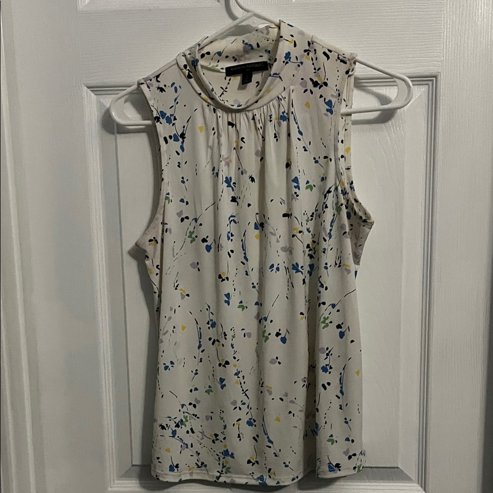 Banana Republic Cream Splatter Print Blouse